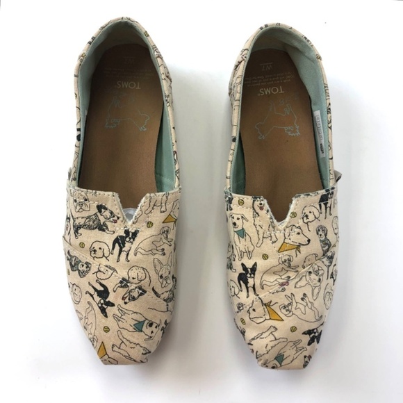 Toms Belmont Office Dogs Limited Edition cream canvas all breeds shoes Size 7 - Picture 3 of 9